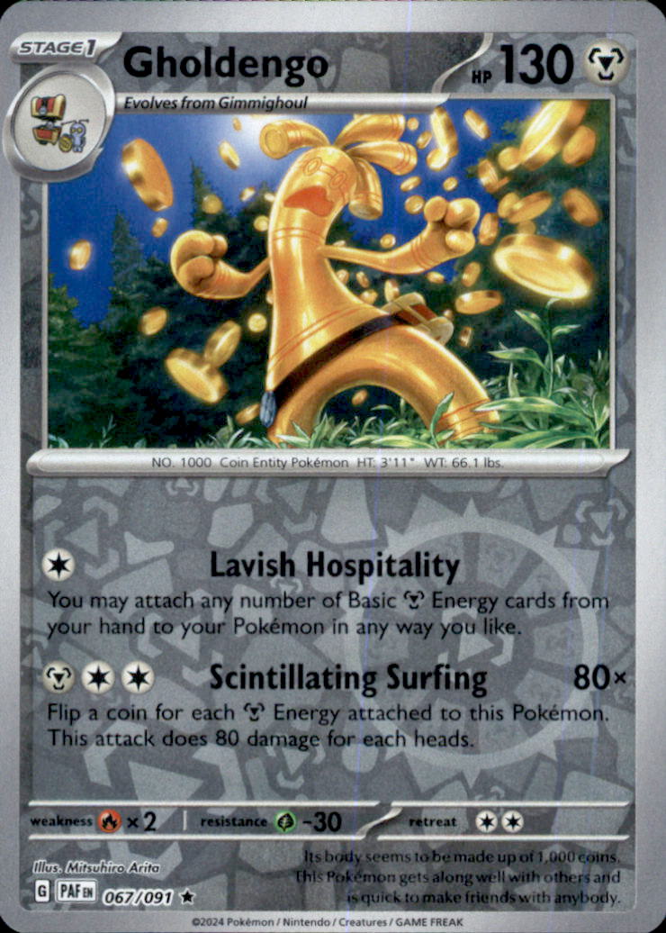Gholdengo Reverse Holo Rare SV: Paldean Fates 067/091 NM