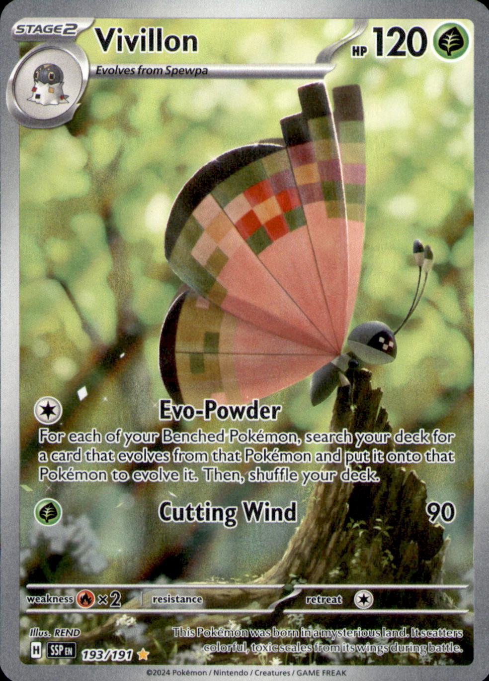 Vivillon Holo Illustration Rare SV08: Surging Sparks 193/191 NM