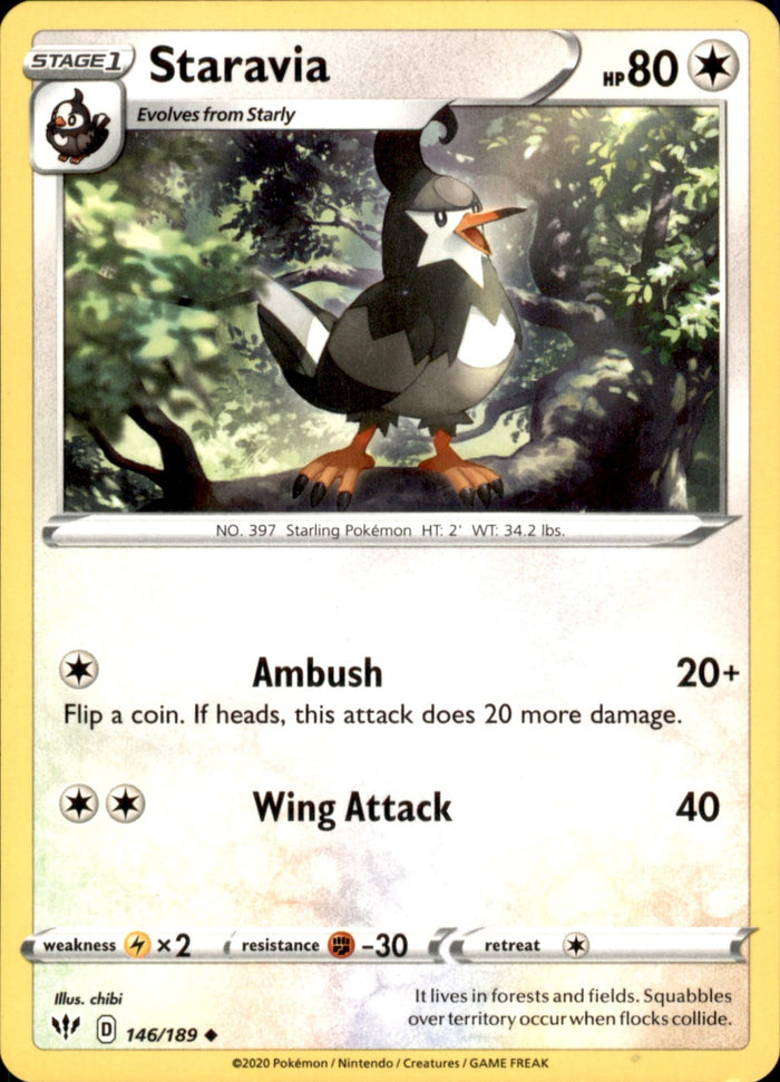 Staravia Uncommon SWSH03: Darkness Ablaze 146/189 NM