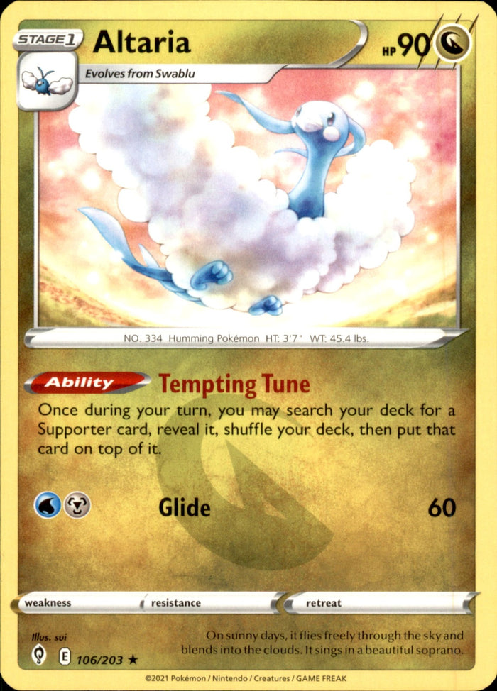 Altaria Rare SWSH07: Evolving Skies 106/203 NM