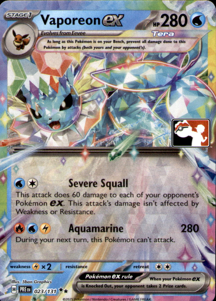Vaporeon ex Holo Double Rare Prize Pack Series Cards 023/131 NM