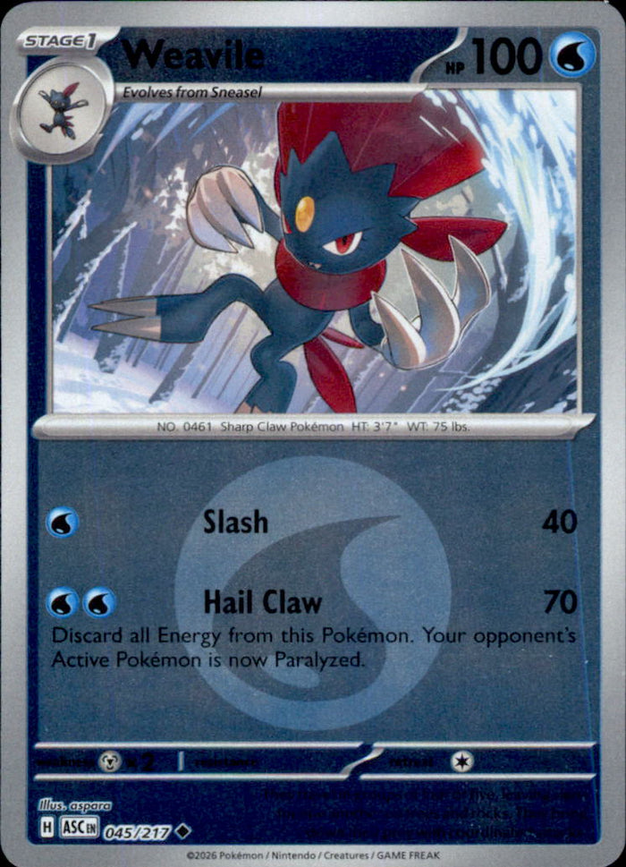 Weavile (Energy Symbol Pattern) Reverse Holo Uncommon ME: Ascended Heroes 045/217 NM