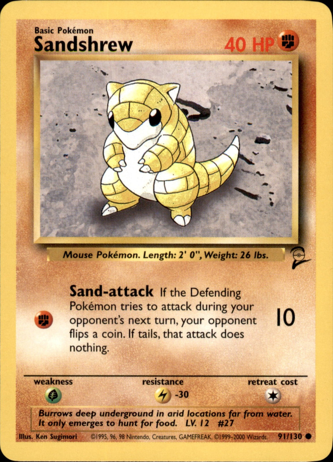 Sandshrew Common Base Set 2 091/130 LP