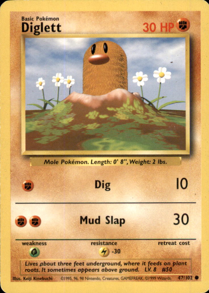 Diglett Common Base Set 047/102 LP