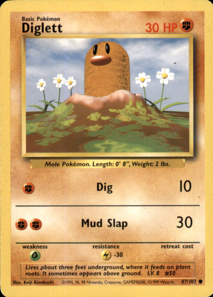 Diglett Common Base Set 047/102 LP