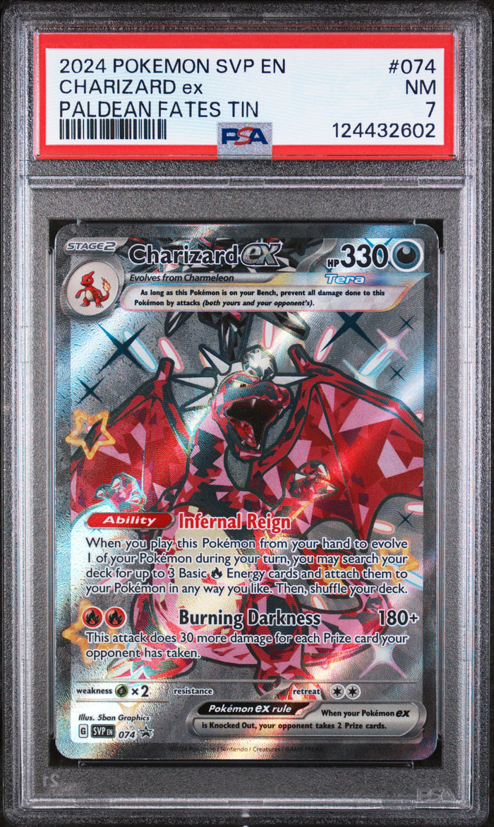 Charizard Ex Paldean Fates Tin Pokemon Svp En-Sv Black Star Promo 074 NM PSA 7
