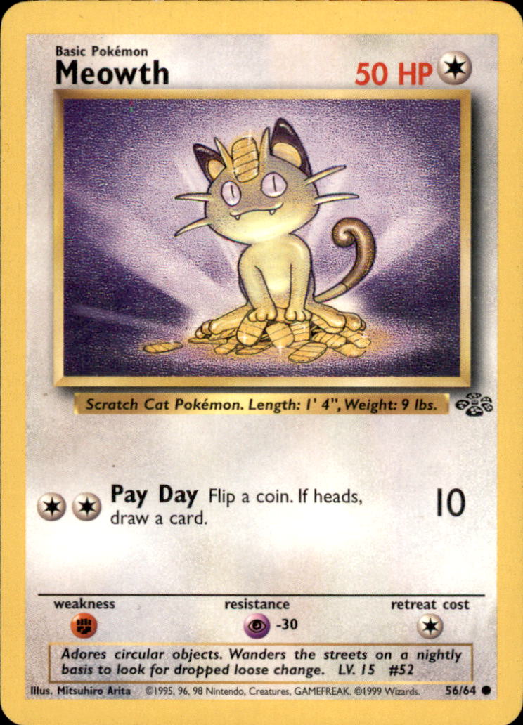 Meowth Unlimited Common Jungle 56/64 LP