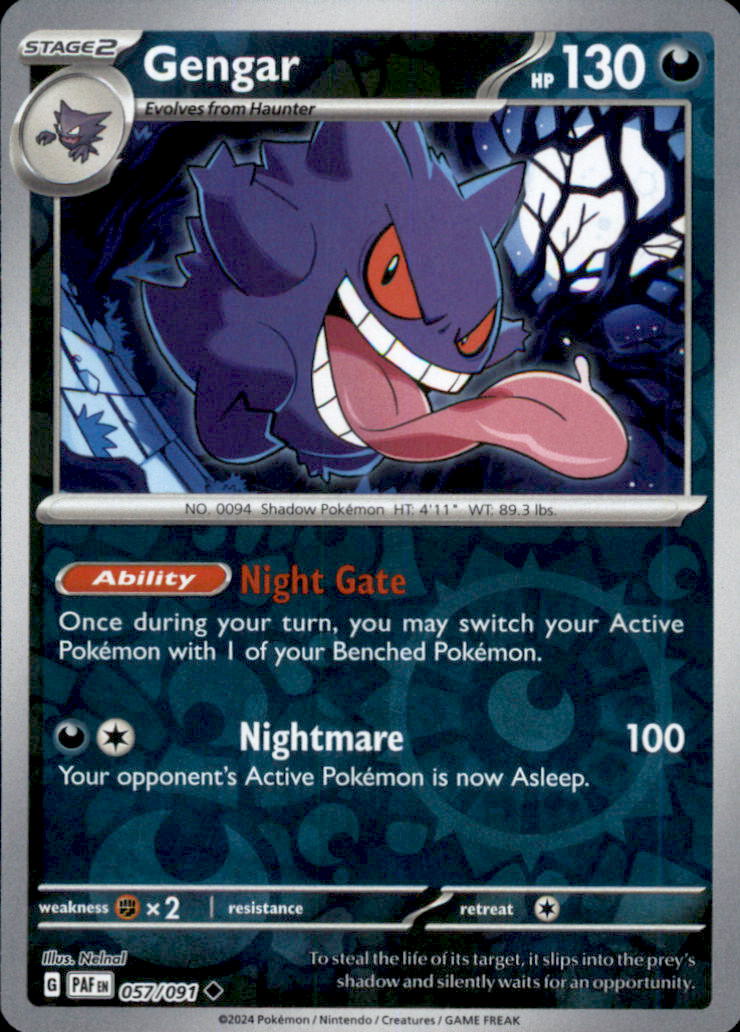 Gengar Reverse Holo Uncommon SV: Paldean Fates 057/091 NM