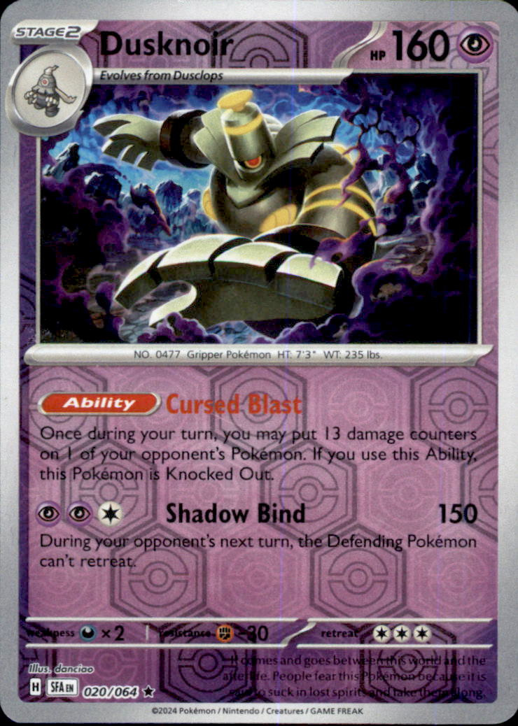Dusknoir Reverse Holo Rare SV: Shrouded Fable 020/064 NM