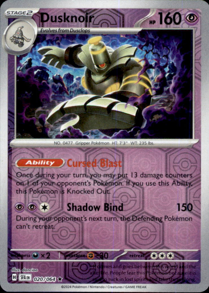 Dusknoir Reverse Holo Rare SV: Shrouded Fable 020/064 NM