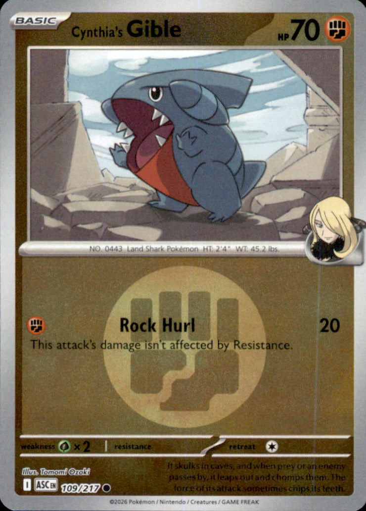 Cynthia's Gible (Energy Symbol Pattern) Reverse Holo Common ME: Ascended Heroes 109/217 NM