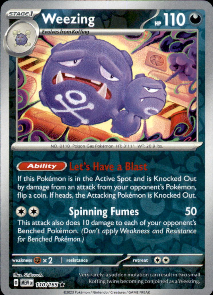 Weezing Reverse Holo Rare SV: Scarlet & Violet 151 110/165 NM