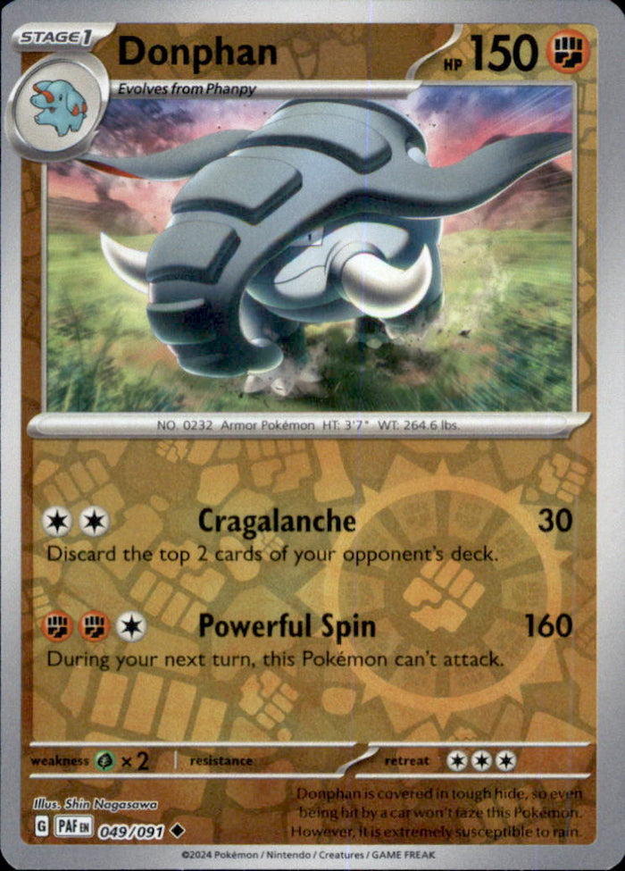 Donphan Reverse Holo Uncommon SV: Paldean Fates 049/091 NM