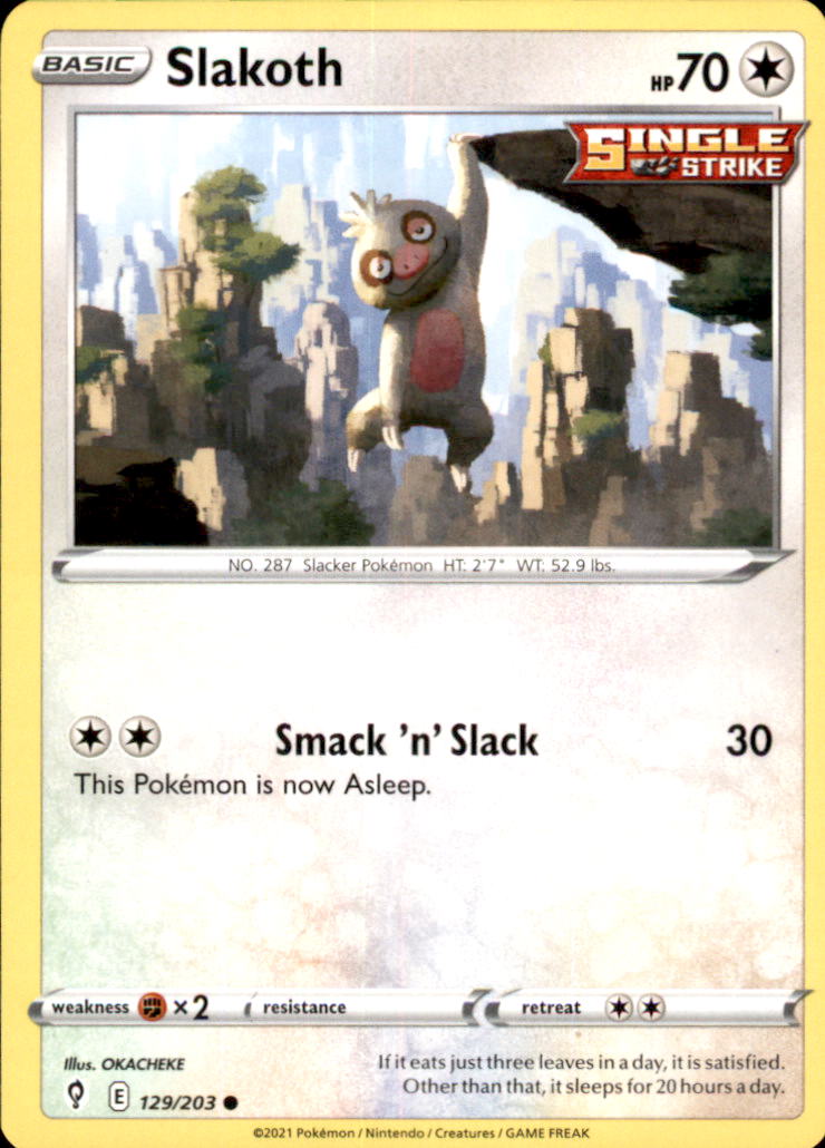 Slakoth Common SWSH07: Evolving Skies 129/203 NM