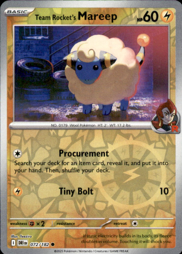 Team Rocket's Mareep Reverse Holo Common SV10: Destined Rivals 072/182 NM