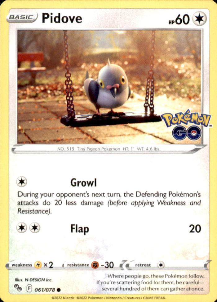 Pidove Common Pokemon GO 061/078 NM