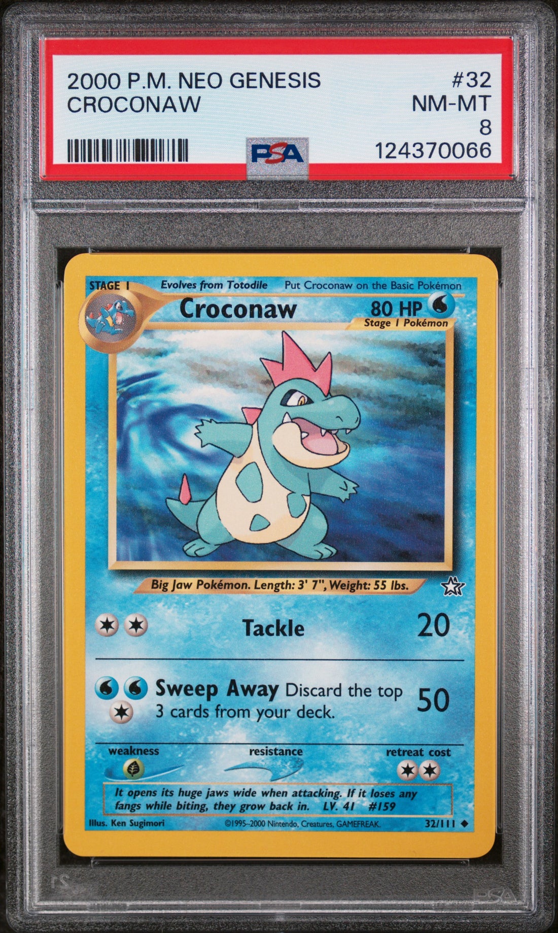 Croconaw Pokemon Neo Genesis 32 NM PSA 8