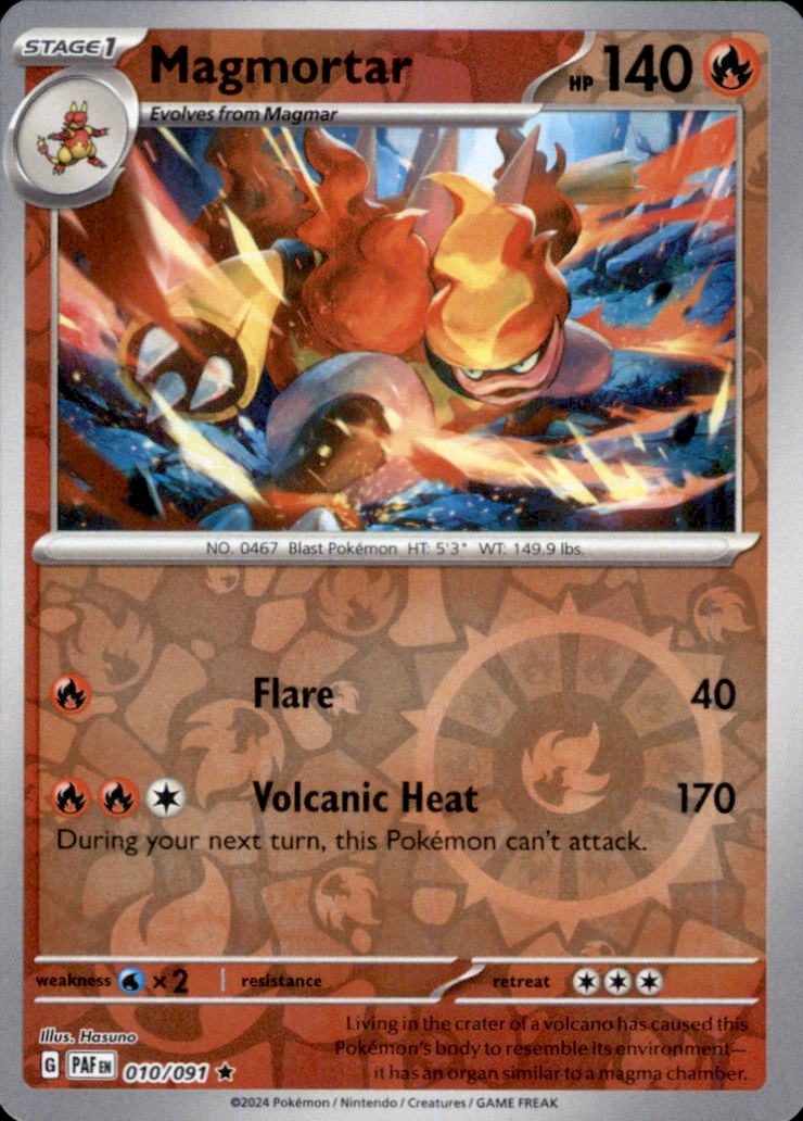 Magmortar Reverse Holo Rare SV: Paldean Fates 010/091 NM