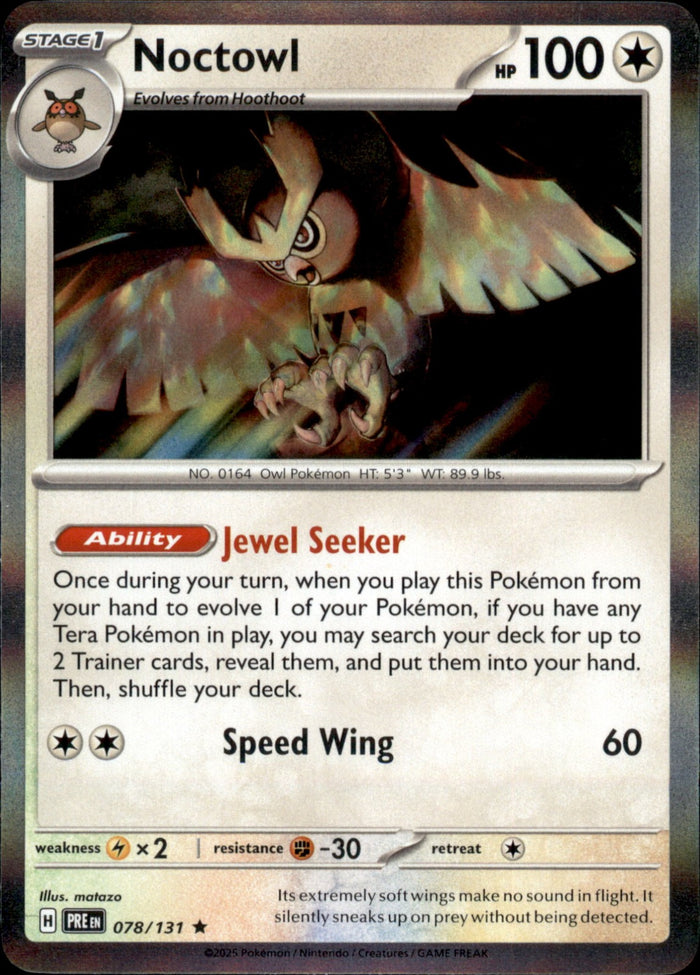 Noctowl Holo Rare SV: Prismatic Evolutions 078/131 NM