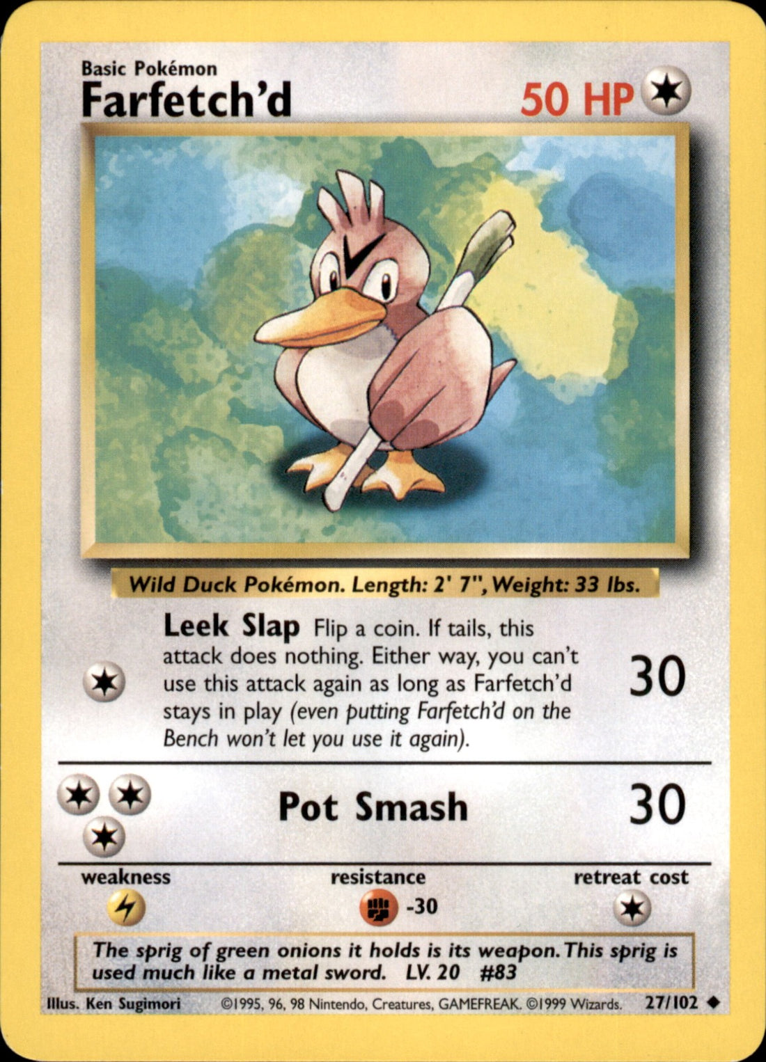 Farfetch'd Uncommon Base Set 027/102 LP