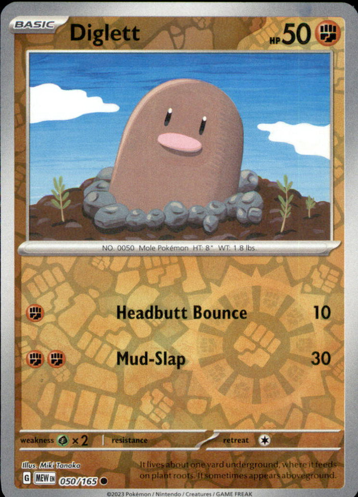 Diglett Reverse Holo Common SV: Scarlet & Violet 151 050/165 NM