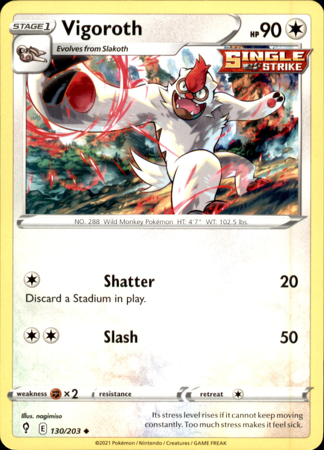 Vigoroth Uncommon SWSH07: Evolving Skies 130/203 NM