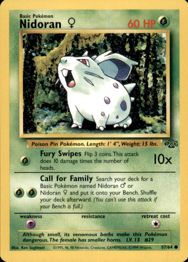 Nidoran F Unlimited Common Jungle 57/64 NM