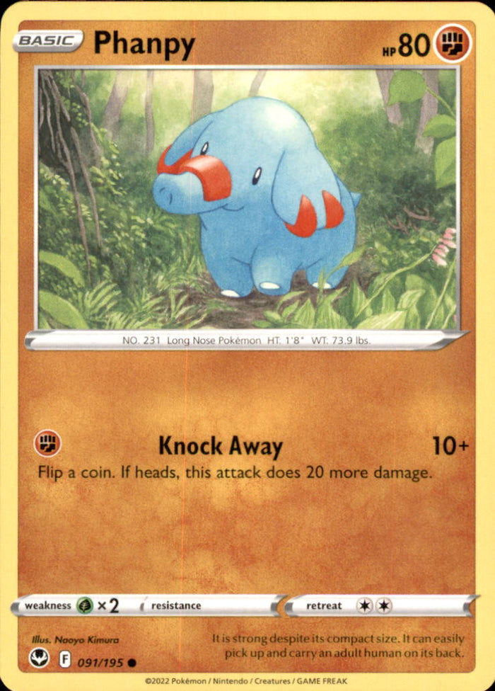 Phanpy Common SWSH12: Silver Tempest 091/195 NM