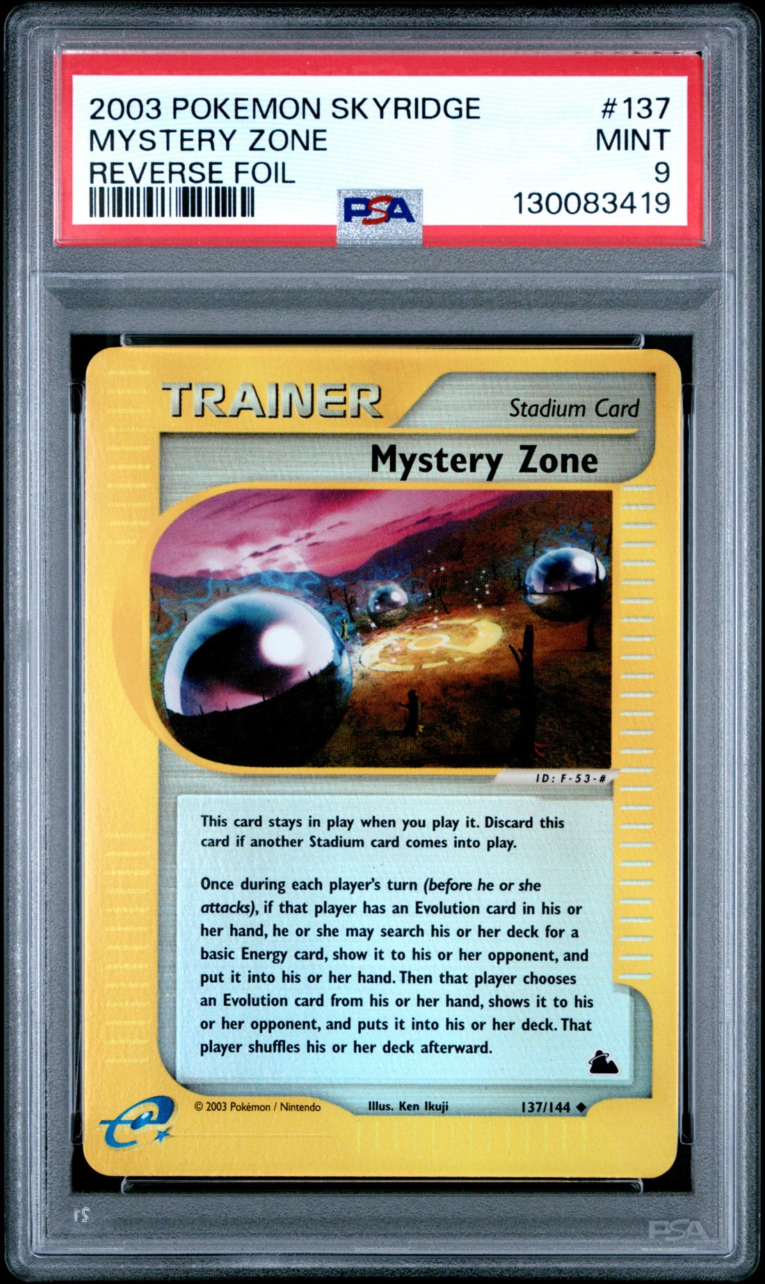 Mystery Zone Reverse Foil Pokemon Skyridge 137 NM PSA 9