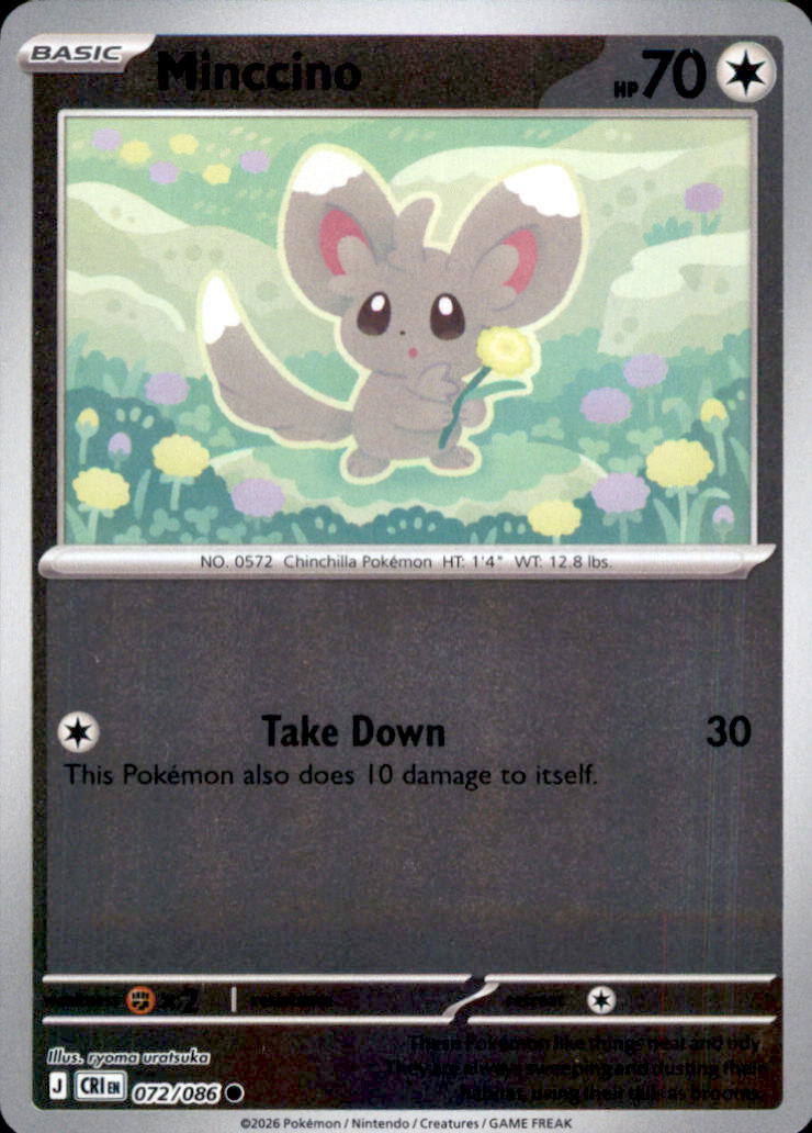 Minccino Reverse Holo Common ME04: Chaos Rising 072/086 NM