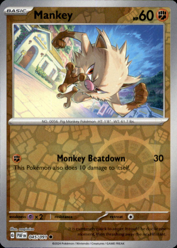 Mankey Reverse Holo Common SV01: Scarlet & Violet Base Set 107/198 NM