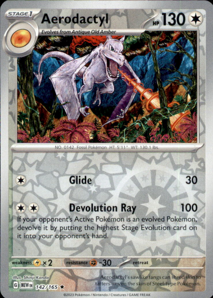 Aerodactyl Reverse Holo Rare SV: Scarlet & Violet 151 142/165 NM