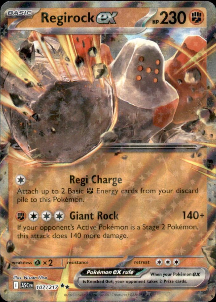 Regirock ex Holo Double Rare ME: Ascended Heroes 107/217 NM