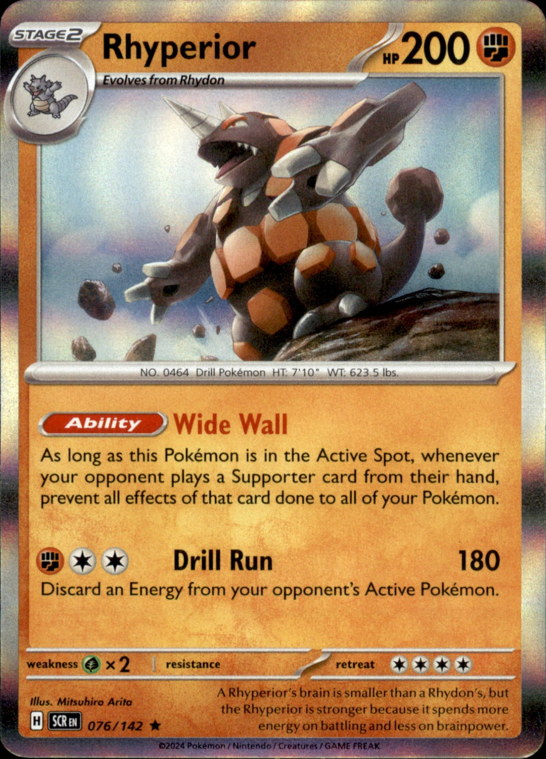 Rhyperior Holo Rare SV07: Stellar Crown 076/142 NM