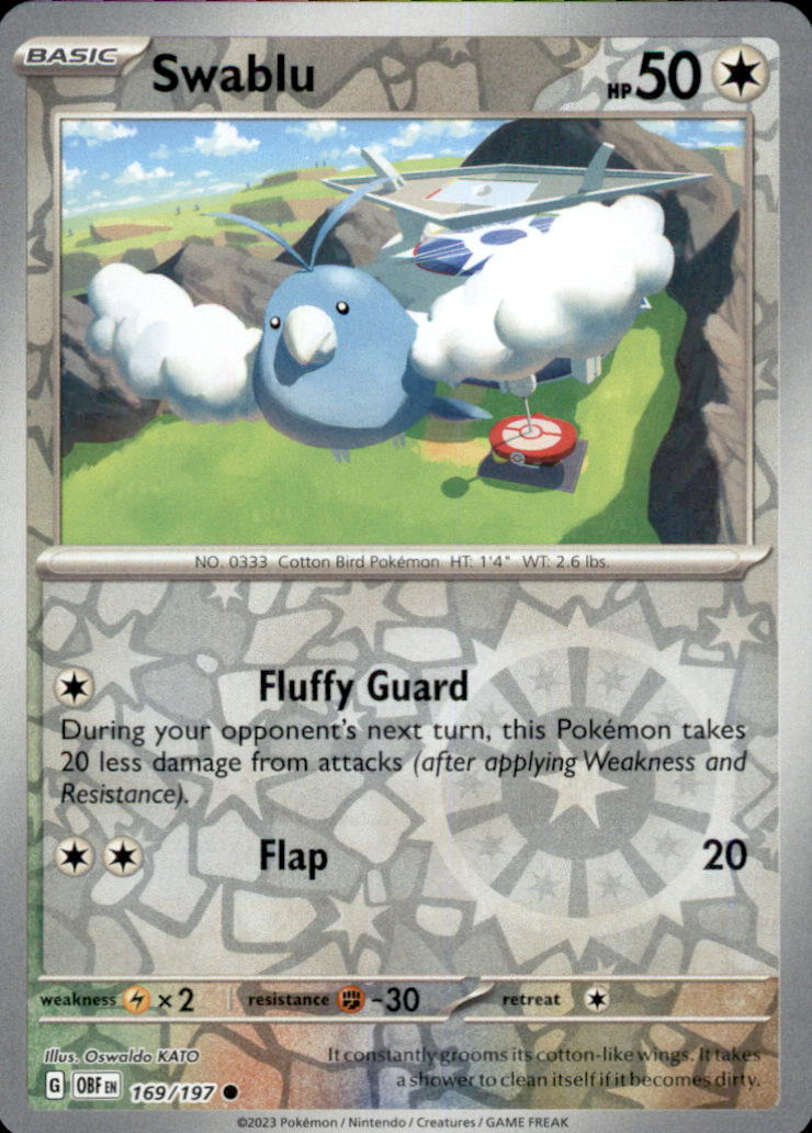 Swablu Reverse Holo Common SV03: Obsidian Flames 169/197 NM