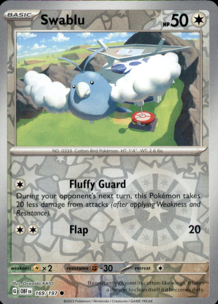 Swablu Reverse Holo Common SV03: Obsidian Flames 169/197 NM