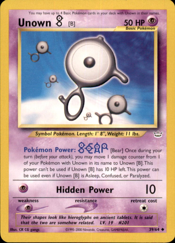 Unown [B] Unlimited Uncommon Neo Revelation 39/64 NM