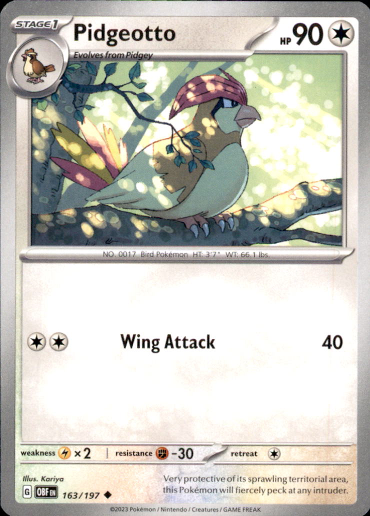 Pidgeotto Uncommon SV03: Obsidian Flames 163/197 NM