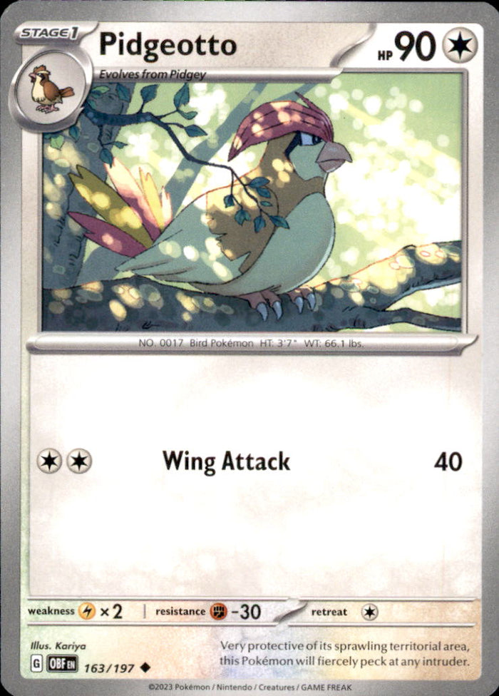 Pidgeotto Uncommon SV03: Obsidian Flames 163/197 NM