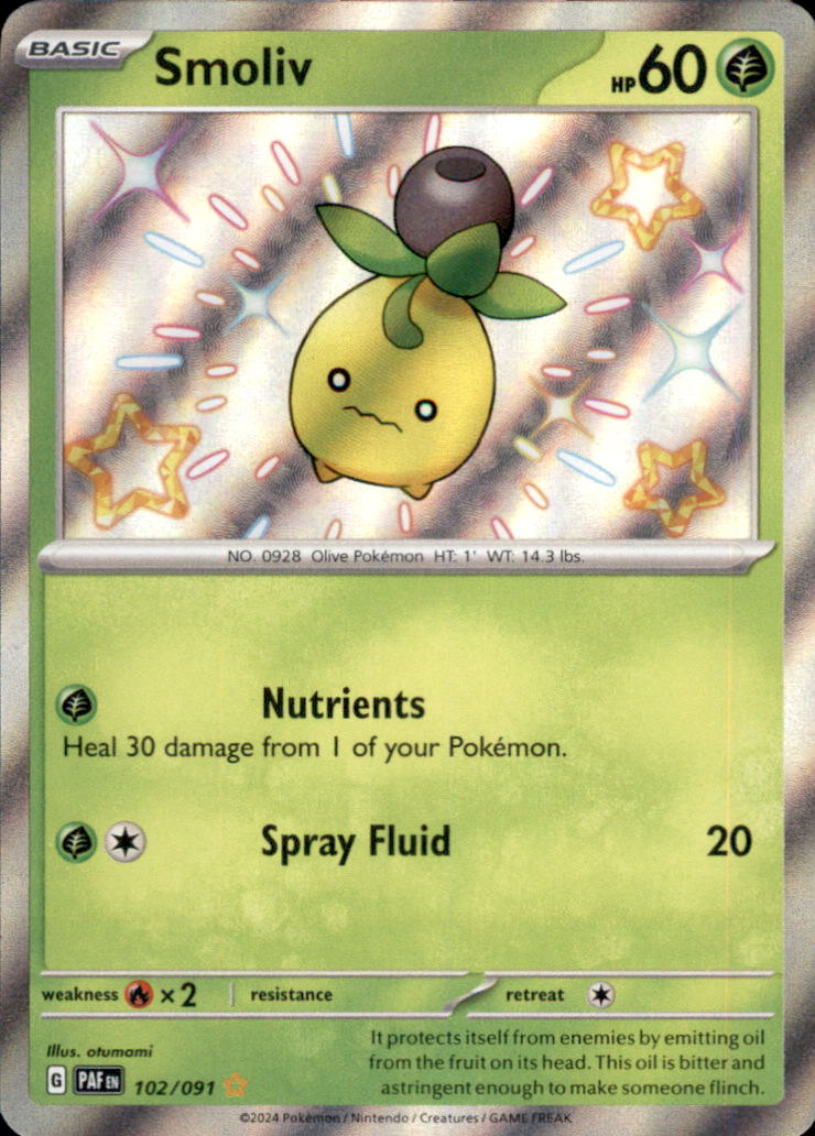 Smoliv Holo Shiny Rare SV: Paldean Fates 102/091 NM