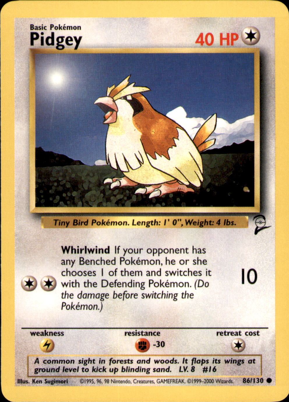Pidgey Common Base Set 2 086/130 LP