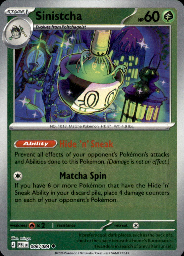 Sinistcha Reverse Holo Uncommon ME05: Pitch Black 006/084 NM