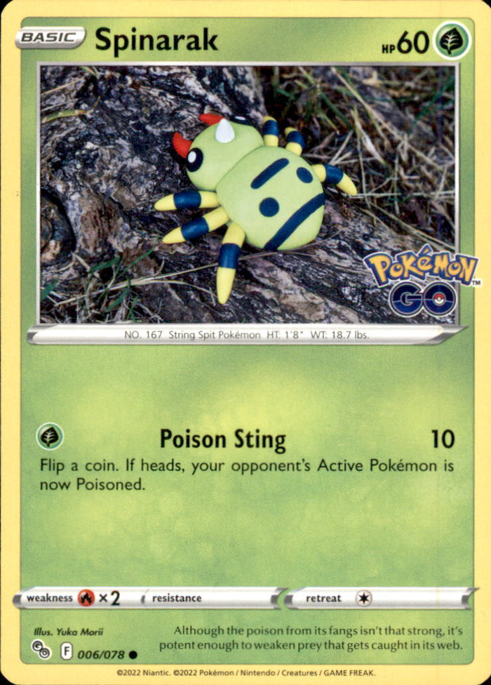 Spinarak Common Pokemon GO 006/078 NM