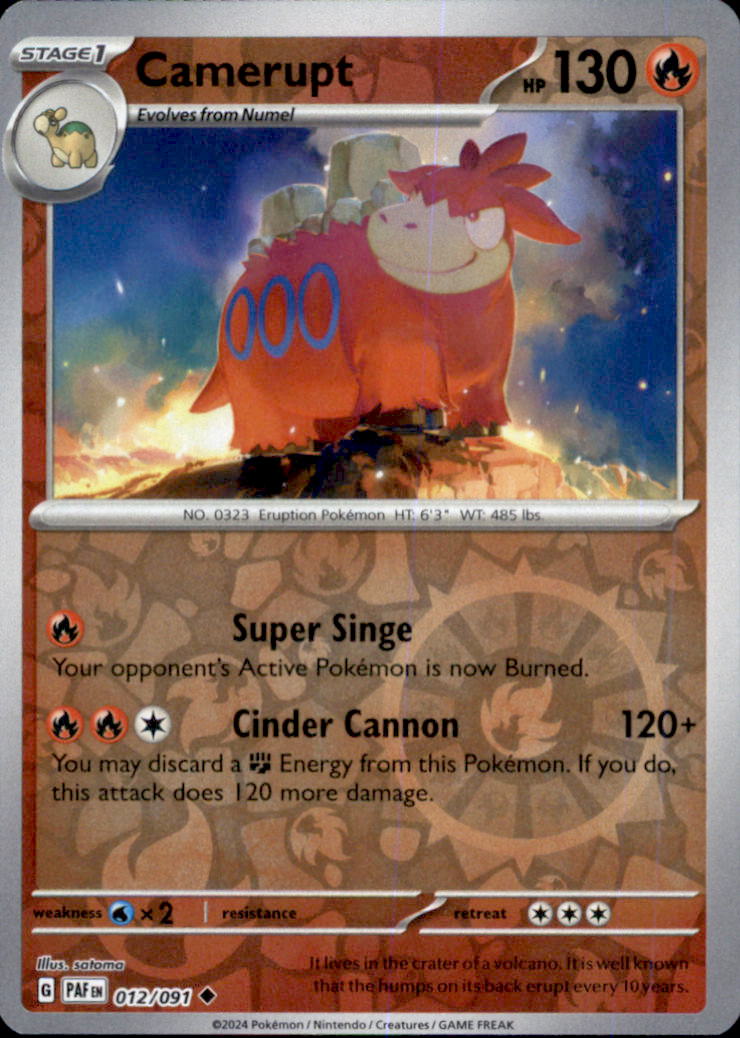 Camerupt Reverse Holo Uncommon SV: Paldean Fates 012/091 NM