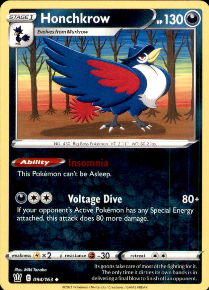 Honchkrow Uncommon SWSH05: Battle Styles 094/163 NM