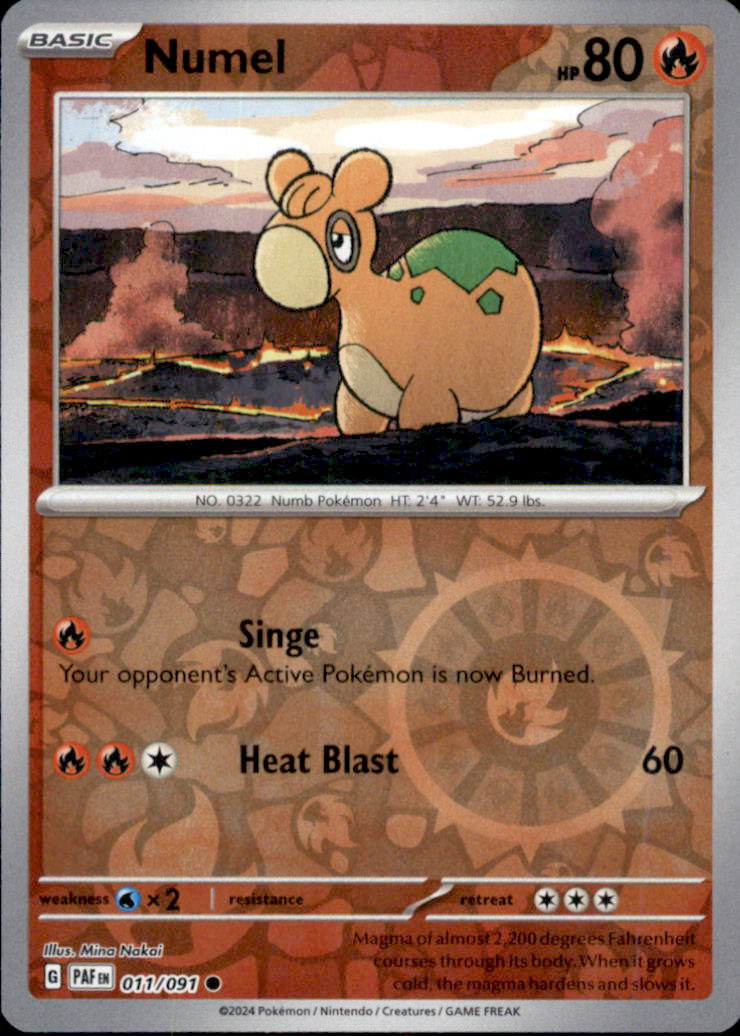 Numel Reverse Holo Common SV: Paldean Fates 011/091 NM