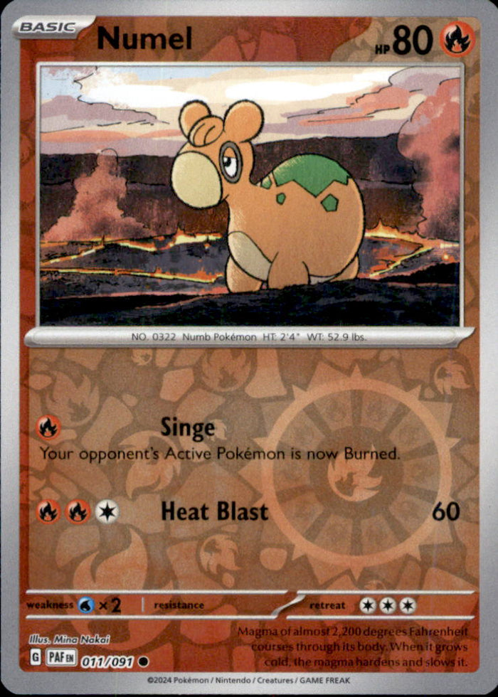 Numel Reverse Holo Common SV: Paldean Fates 011/091 NM