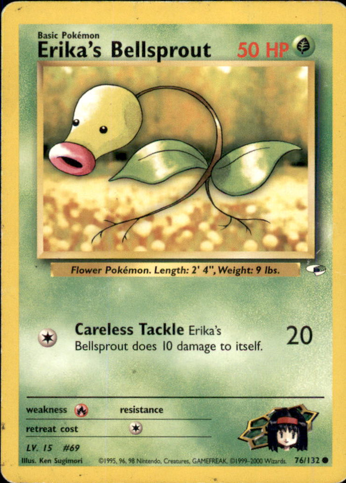 Erika's Bellsprout (76) Unlimited Common Gym Heroes 076/132 LP