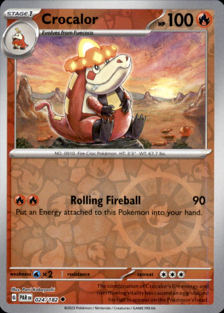 Crocalor Reverse Holo Uncommon SV04: Paradox Rift 024/182 NM