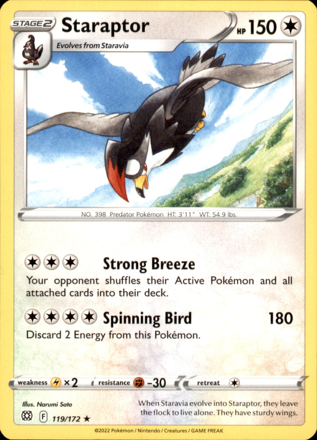 Staraptor Rare SWSH09: Brilliant Stars 119/172 NM